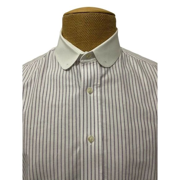 INDIVIDUALIZED SHIRTS Dress Shirt Purple White Contrast Eyelet Collar Size 16.5 - Picture 4 of 10